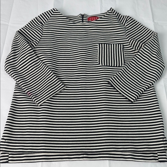 Elle Tops - Elle Black and White Striped Blouse